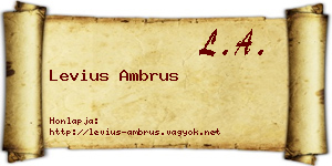 Levius Ambrus névjegykártya